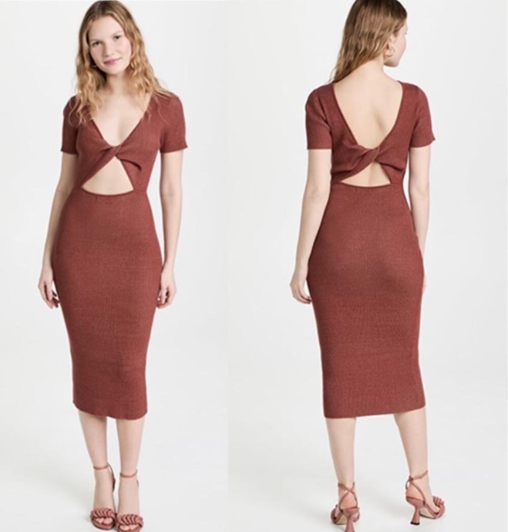 Naadam Reversible Cashmere Blend Ribbed Twist Dress Size Small